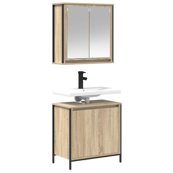 vidaXL Set Mobili da Bagno 2 pz Rovere Sonoma in Legno Multistrato
