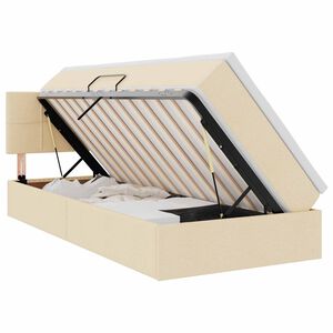 vidaXL Letto con contenitore LED e materasso Crema 90 x 190 cm Tessuto