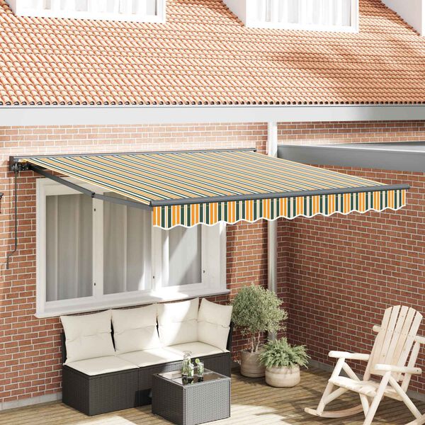 vidaXL Tenda Retrattile Verde e Giallo 350 x 250 cm