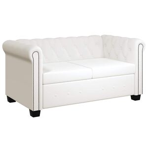 vidaXL Divano Chesterfield a 2 Posti in Finta Pelle Bianco
