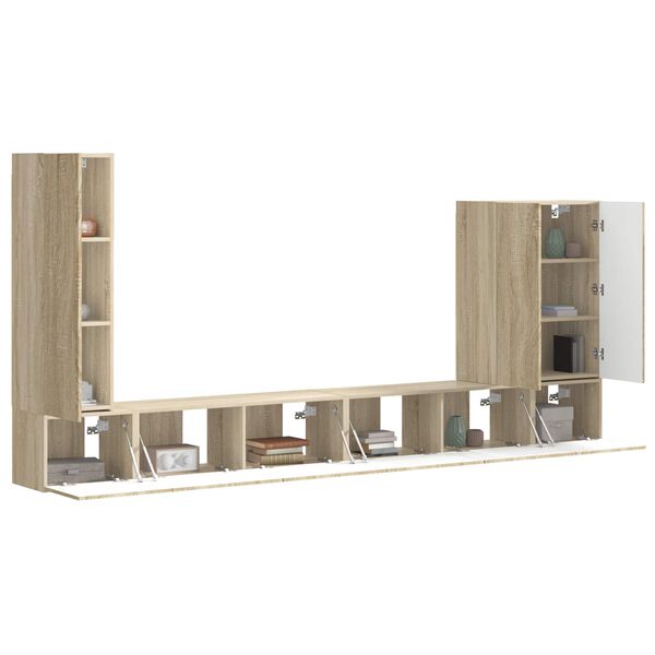 vidaXL Set di Mobiletto da TV a Parete 6 pcs Rovere Sonoma