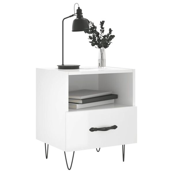 vidaXL Comodini 2 pz Bianco Lucido 40x35x47,5 cm in Legno Multistrato