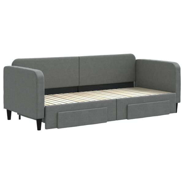 vidaXL Divano Letto Estraibile Cassetti Grigio Scuro 80x200cm Tessuto