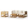 vidaXL Set Divani da Giardino 6 pz con Cuscini Crema Massello Acacia