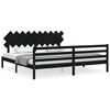 vidaXL Giroletto con Testiera Nero 200x200 cm in Legno Massello