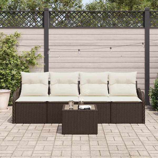 vidaXL Set Divano da Giardino Marrone polyrattan