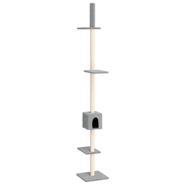 vidaXL Albero per Gatti Pavimento Soffitto Grigio Chiaro 250,5-276,5cm