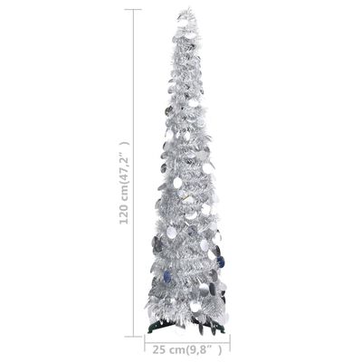 vidaXL Albero di Natale Artificiale Apribile Argento 120 cm PET