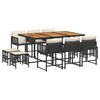 vidaXL Set da Pranzo da Giardino 11 pz con Cuscini in Polyrattan Nero