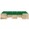 vidaXL Set Divani da Giardino con Cuscini 10 pz Legno Impregnato Verde
