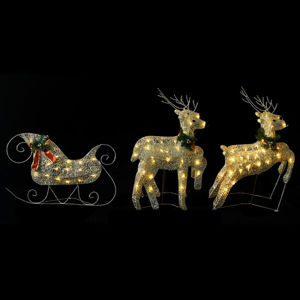 vidaXL Renne e Slitta Decorazione Natalizia per Esterni 100 LED Oro