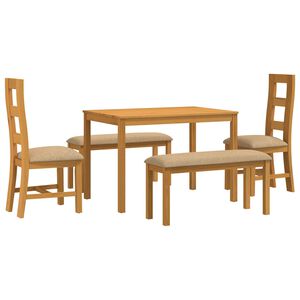 vidaXL Set da pranzo 5 pz Beige Legno di Quercia Massello