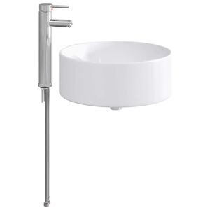 vidaXL Lavabo con rubinetto e scarico Cromato 40,5 x 40,5 x 15,5 cm