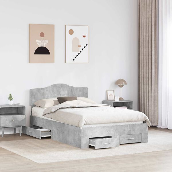 vidaXL Struttura del letto con testiera Grigio cemento 120 x 190 cm