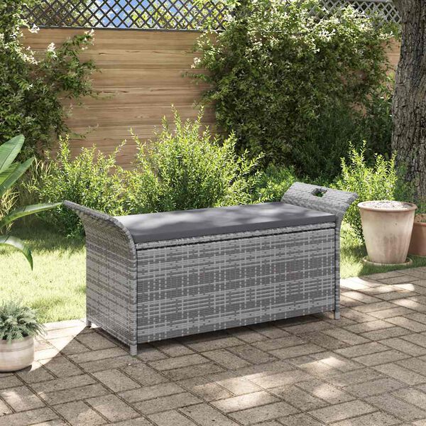 vidaXL Cassapanca con Cuscino Grigia 138 cm in Polyrattan