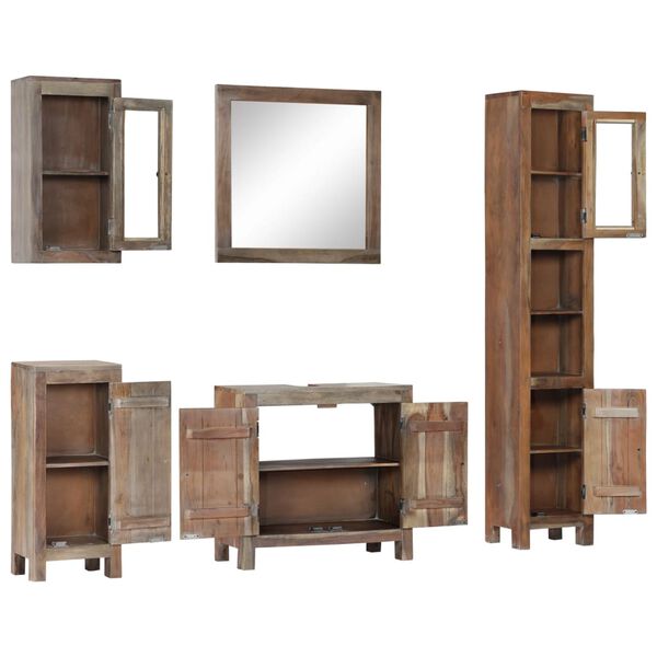 vidaXL Set da Bagno 5 pz in Legno Massello di Acacia