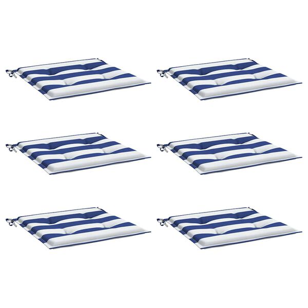 vidaXL Cuscini per Sedia 2pz Strisce Bianche e Blu 50x50x4 cm Tessuto