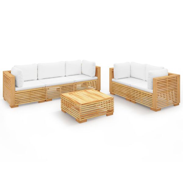 vidaXL Set Divani da Giardino 6 pz con Cuscini Legno Massello di Teak