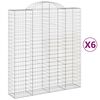 vidaXL Cesti Gabbioni ad Arco 6 pz 200x50x220/240 cm Ferro Zincato