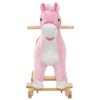 vidaXL Cavallo a Dondolo in Peluche 65x32x58 cm Rosa