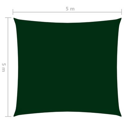 vidaXL Vela Parasole in Tela Oxford Quadrata 5x5 m Verde Scuro
