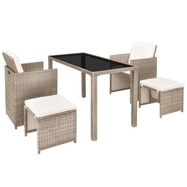 vidaXL Set da Pranzo da Giardino 5 pz con Cuscini in Polyrattan Beige