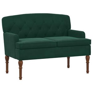 vidaXL Loveseat con bottoni imbottiti Verde Scuro 111 x 65 x 79 cm