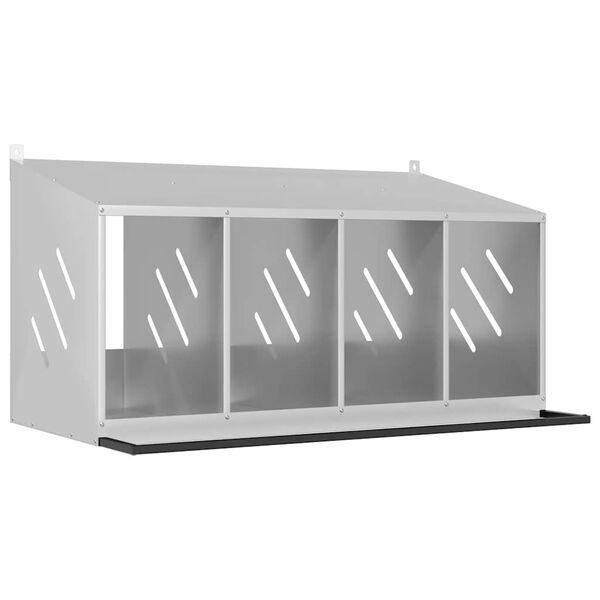 vidaXL Nido per Polli con 4 Scomparti in Metallo Galvanizzato Argento