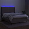 vidaXL Letto a Molle con Materasso e LED Tortora 140x200 cm in Tessuto