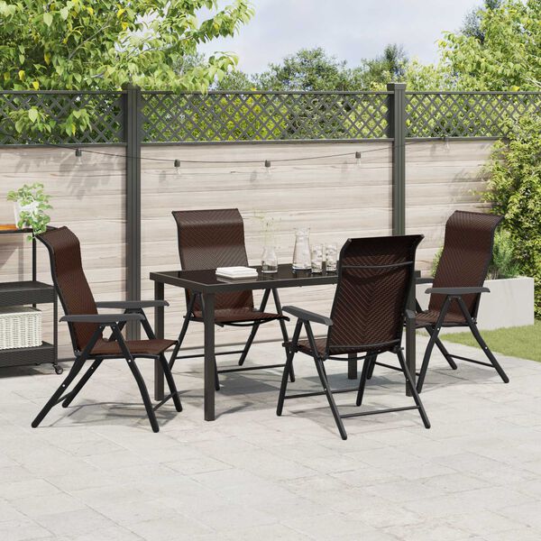 vidaXL Set da Pranzo per Giardino 5 pcs Marrone Poly Rattan