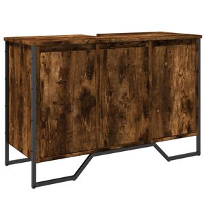 vidaXL Mobile Lavabo Bagno Rovere Fumo 91x35x60 cm in Truciolato