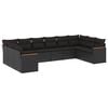 vidaXL Set Divani da Giardino 10pz con Cuscini in Polyrattan Nero