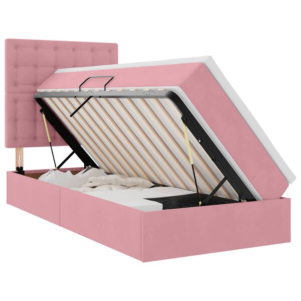 vidaXL Letto con contenitore e LED con led Rosa 90 x 190 cm Velluto