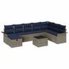 vidaXL Set Divano da Giardino 9 pz Grigio e Blu Navy polyrattan