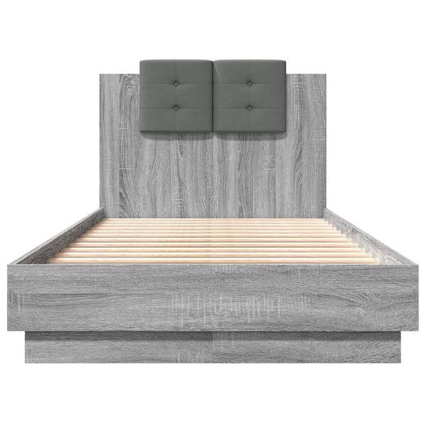 vidaXL Giroletto con Testiera Grigio Sonoma 75x190cm Legno Multistrato