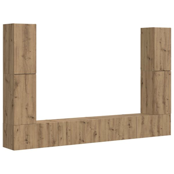 vidaXL Set mobile TV 8 pcs Rovere artigianale Legno multistrato