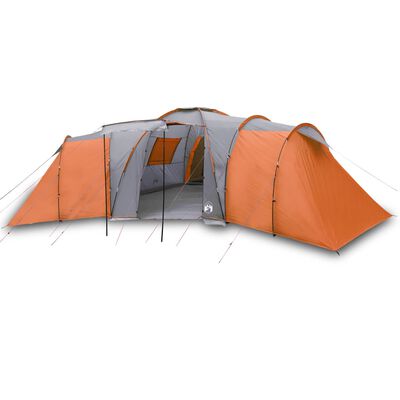 vidaXL Tenda da Campeggio a Cupola 12 Persone Grigio e Arancione