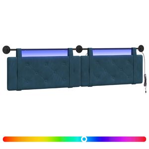 vidaXL Testiera sospesa Con luce LED Blu Velluto