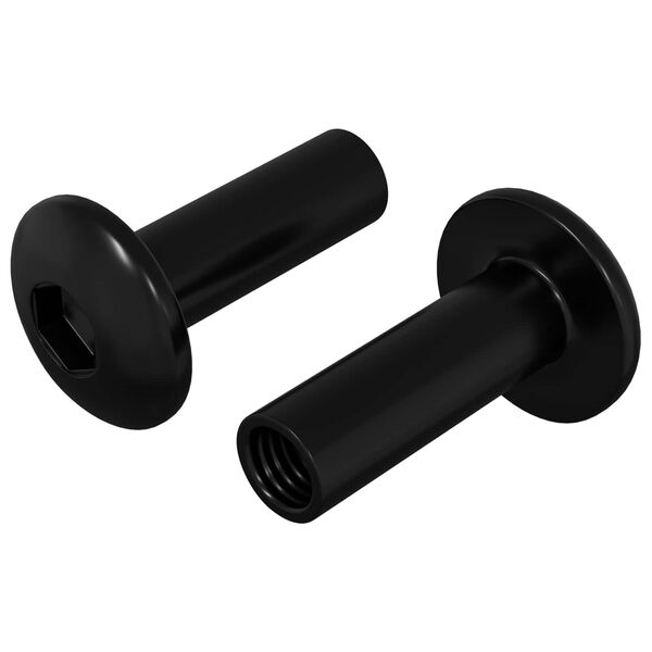 vidaXL Dadi a Manica 2 pcs Nero M4 x 14,5 mm Ferro