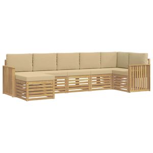 vidaXL Set di divani da esterno 7 pz Bianco e Beige