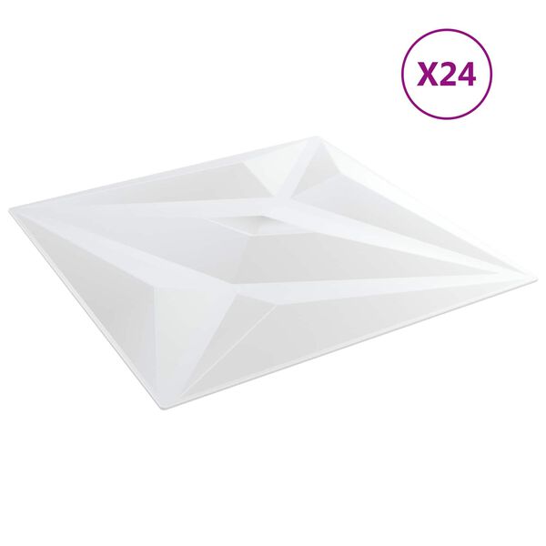 vidaXL Pannelli da parete 24 pcs Stella Bianca 50 x 50 cm Schiuma XPS