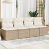 vidaXL Divano da Giardino con Cuscini a 4 Posti Beige in Polyrattan