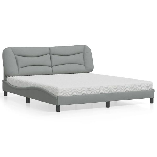 vidaXL Letto con Materasso Hvar Grigio Chiaro180x200 cm Tessuto