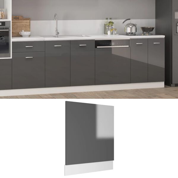 vidaXL Pannello Lavastoviglie “Lyon” Grigio Lucido 59,5x3x67 cm