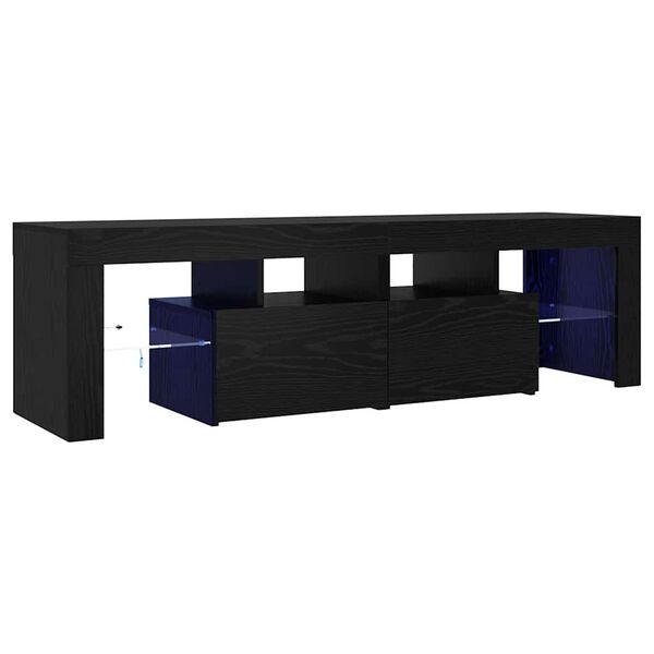 vidaXL Mobile Porta TV con LED Rovere Nero 140x36,5x40 cm Truciolato