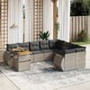 vidaXL Set Divano da Giardino 10 pz con Cuscini Grigio in Polyrattan