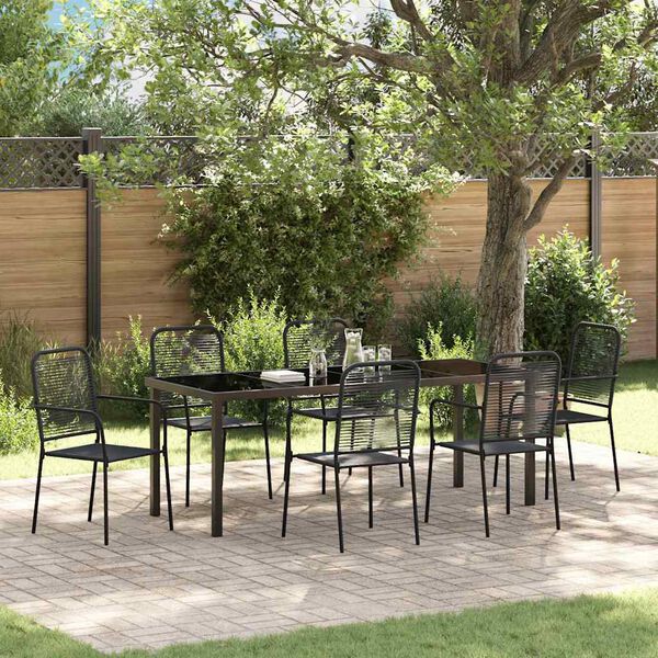 vidaXL Set da Pranzo per Giardino 7 pcs Nero