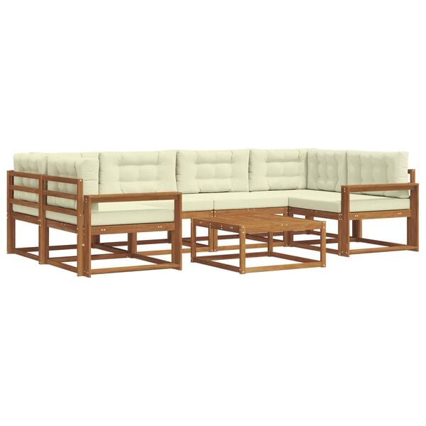 vidaXL Set di divani da esterno con cuscino 7 pcs Naturale e Crema