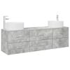 vidaXL Set di mobili per il bagno 3 pz Grigio Cemento