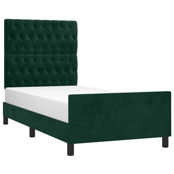 vidaXL Giroletto senza Materasso Verde Scuro 90x190 cm in Velluto